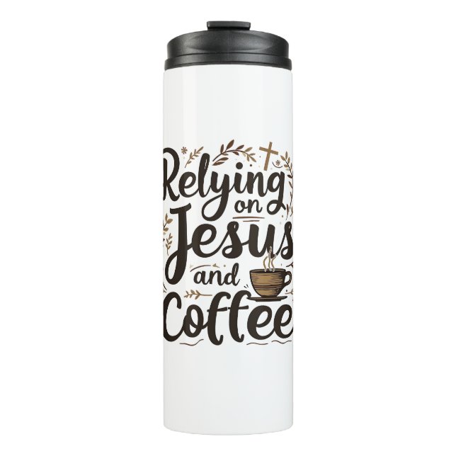 Garrafa Térmica Confiando em Jesus e Cafeine Lover (Frente)