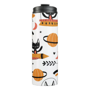 Garrafa Térmica Conjunto de ilustrações bonitinhas de gatos vint