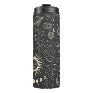 Garrafa Térmica Conjunto de ilustrações da safra de fases da lua.