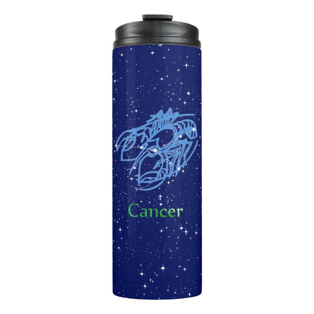 Garrafa Térmica Constelação de cancer e Sinal Zodiac com Estrelas (Frente)