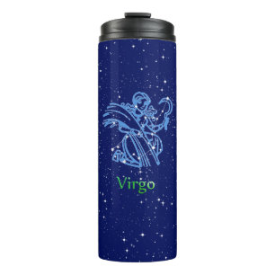 Garrafa Térmica Constelação de Virgem e Sinal Zodiac com Estrelas