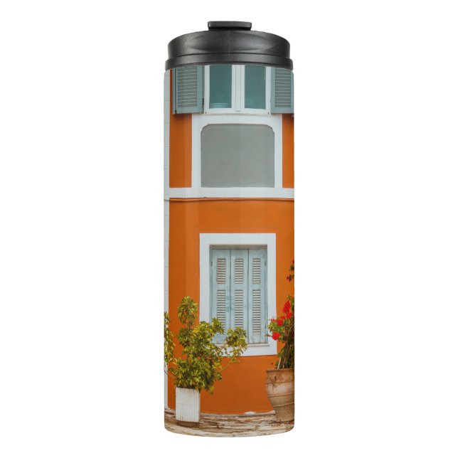 GARRAFA TÉRMICA  CONSTRUÇÃO DE CONCRETOS DE LARANJA BRANCA E CINZA (Frente)
