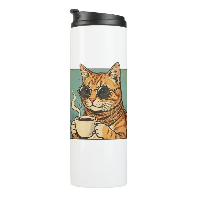 Garrafa Térmica Cool Cat Coffee Retro Style Design for Cat Lovers (Rotação à direita)