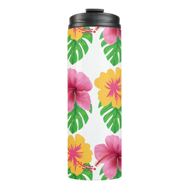 Garrafa Térmica Copo com flores tropicais  (Frente)