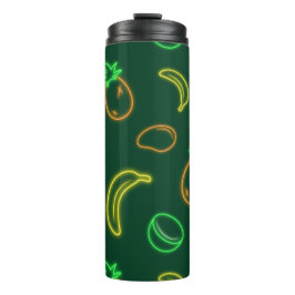 Garrafa Térmica Copo com Padrão de Frutas Tropicais Neon
