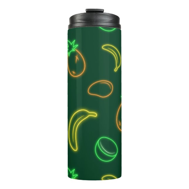 Garrafa Térmica Copo com Padrão de Frutas Tropicais Neon (Frente)