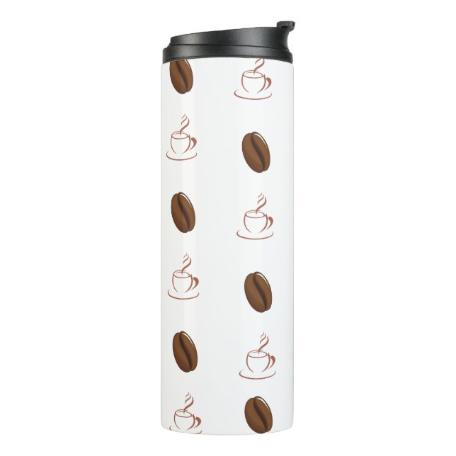 Garrafa Térmica Copo de café com estampa de grão de café. (Giro à esquerda)