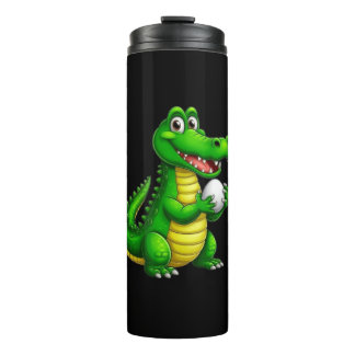 Garrafa Térmica Copo de Crocodilo Fofo – Animal de Jacaré Verde De