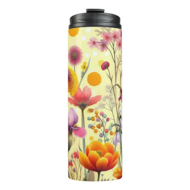 Garrafa Térmica Copo de Viagem com Estampa Floral  (Frente)