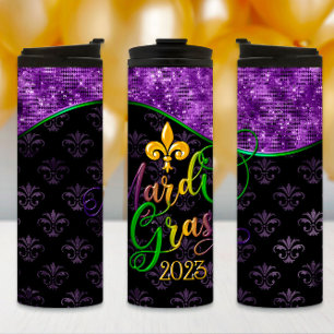 Garrafa Térmica Copo Mardi Gras, Design Roxo Mardi Gras 2023