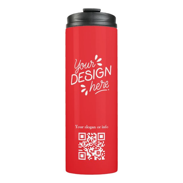 Garrafa Térmica Copo Personalizado com Código QR e Slogan Vermelho (Frente)