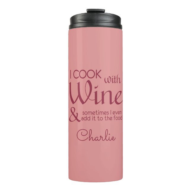 Garrafa Térmica Copo personalizado com nome e citação sobre vinho (Frente)