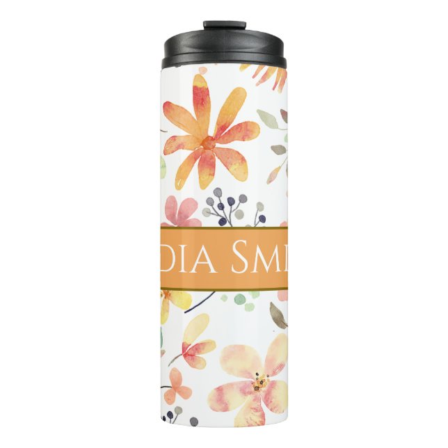 Garrafa Térmica Copo personalizado para bebida com flores (Frente)