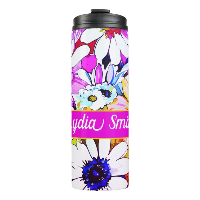 Garrafa Térmica Copo personalizado para bebida com flores (Frente)