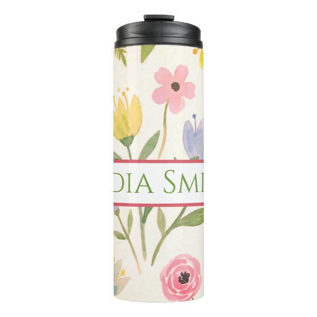Garrafa Térmica Copo personalizado para bebida com flores (Frente)