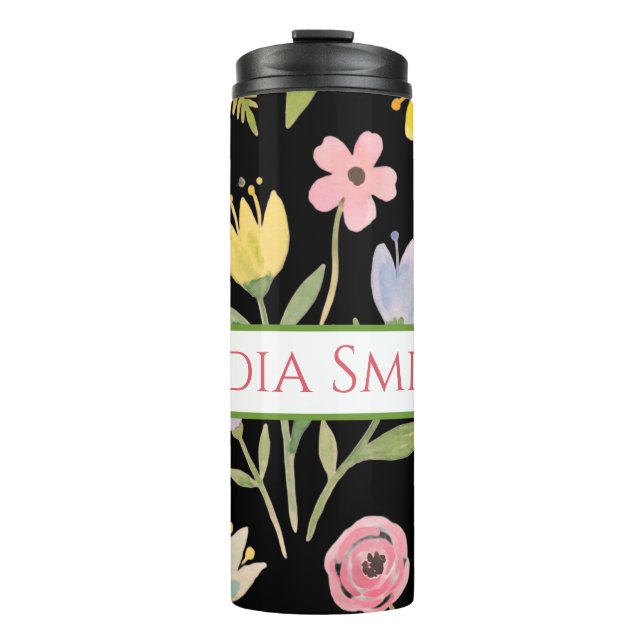 Garrafa Térmica Copo personalizado para bebida com flores (Frente)