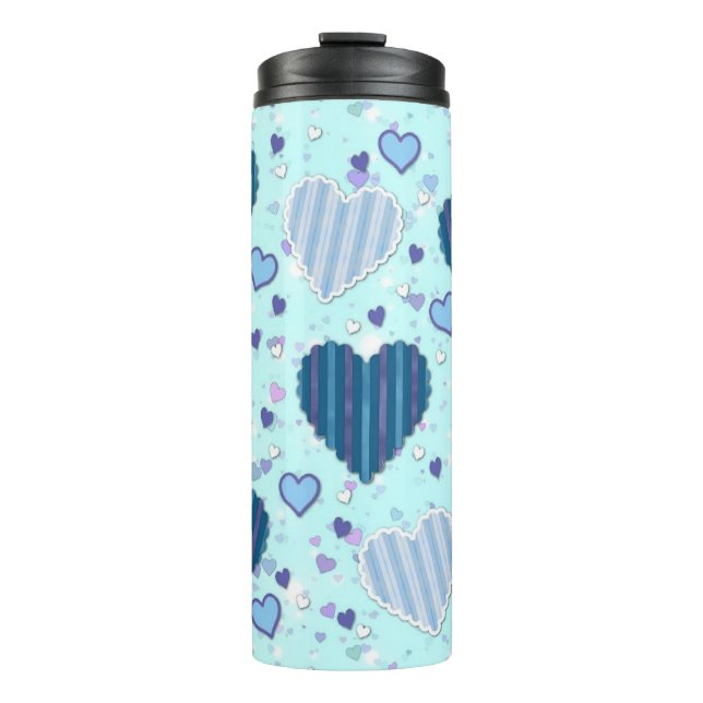 Garrafa Térmica Copo Pretty Blue Hearts (Frente)