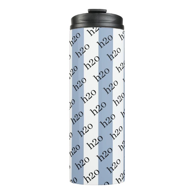 Garrafa Térmica Copo Térmico Bebê Azul e Branco Listrado H2o (Frente)