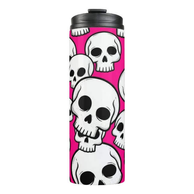 Garrafa Térmica Copo Térmico com Estampa de Caveira Rosa (Frente)
