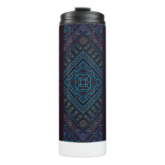 Garrafa Térmica Copo Térmico com Padrão Geométrico Tribal Azul