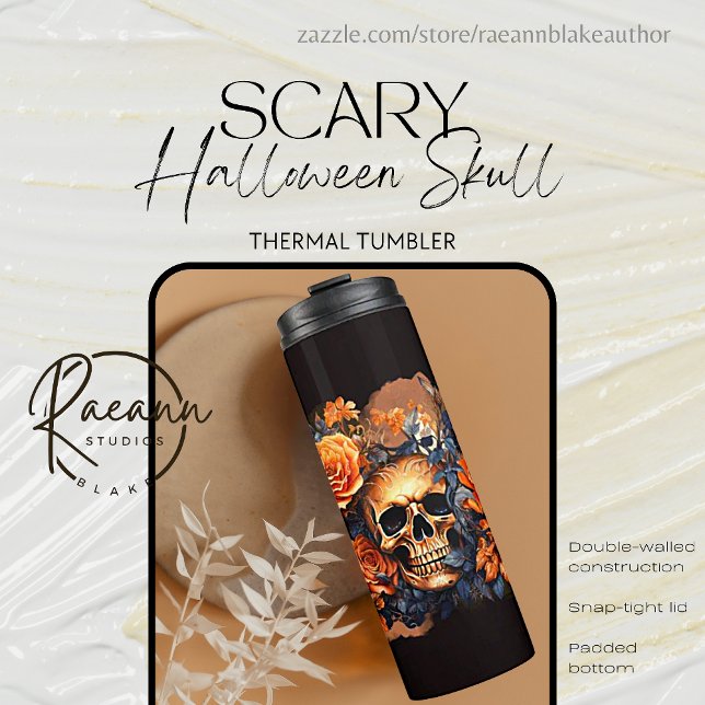 Garrafa Térmica Copo Térmico de Caveira Assustadora de Halloween (Criador carregado)