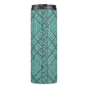 Garrafa Térmica Copo Térmico de Tricô ARGYLE TEAL