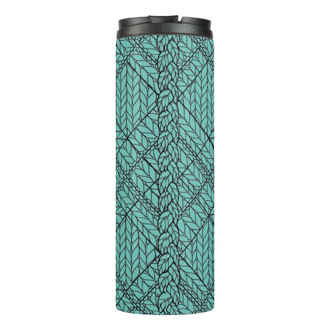Garrafa Térmica Copo Térmico de Tricô ARGYLE TEAL (Verso)