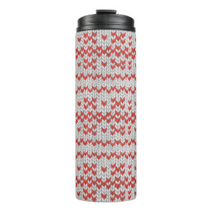 Garrafa Térmica Copo Térmico de Tricô Nórdico Vermelho