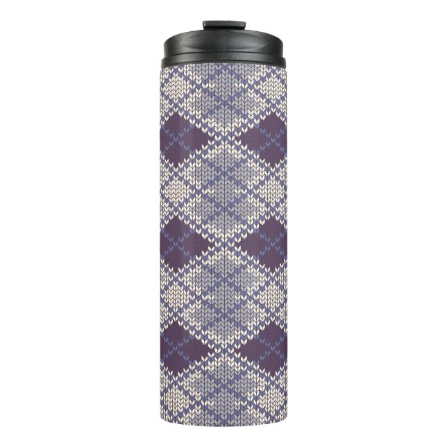 Garrafa Térmica Copo Térmico de Tricô PLUM ARGYLE (Frente)