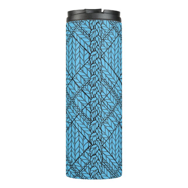 Garrafa Térmica Copo Térmico de Tricô Xadrez Azul (Verso)