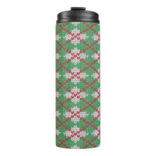 Garrafa Térmica Copo Térmico de Tricô XMAS ARGYLE