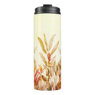 Garrafa Térmica Copo Térmico Folhas de Banana Tropicais