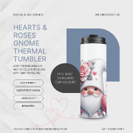 Garrafa Térmica Copo Térmico Gnomo Corações & Rosas