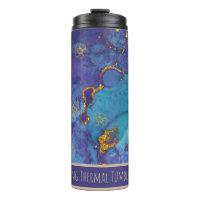 *~* Copo térmico mármore com brilho azul-turquesa 