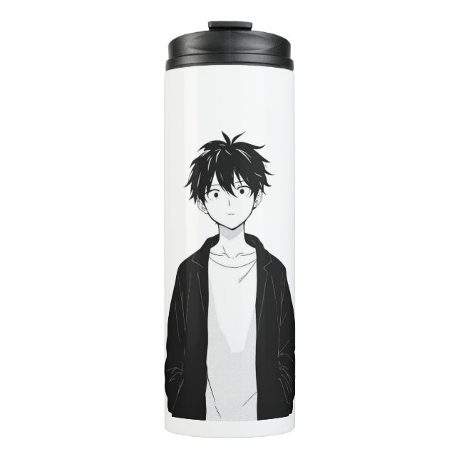 Garrafa Térmica Copo Térmico Menino Anime Minimalista (Frente)