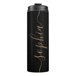 Garrafa Térmica Copo Térmico Personalizado Black Gold Script