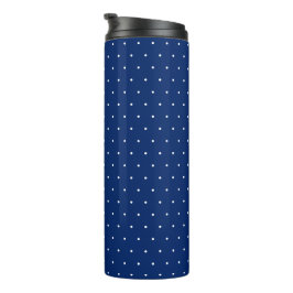 Garrafa Térmica Copo Térmico Preto Chic com Padrão de Pontos Branc