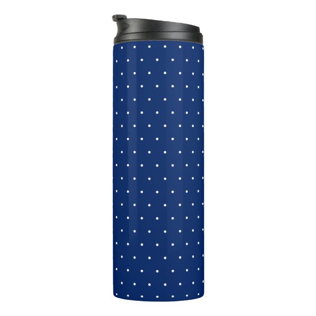 Garrafa Térmica Copo Térmico Preto Chic com Padrão de Pontos Branc (Rotação à direita)