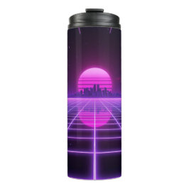 Garrafa Térmica Copo Térmico Retro Neon Synthwave Infinity Grid
