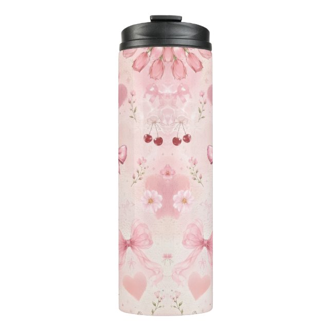Garrafa Térmica Copo Térmico Rosa Floral Fofo (Frente)