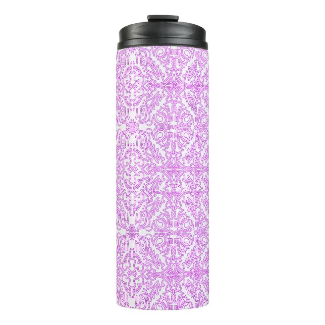 Garrafa Térmica Copo Térmico Rosa Sonho Macio padrão Mandala (Frente)