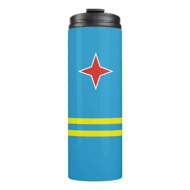 Garrafa Térmica Copo Térmico Totalmente com a Bandeira de Aruba (Frente)