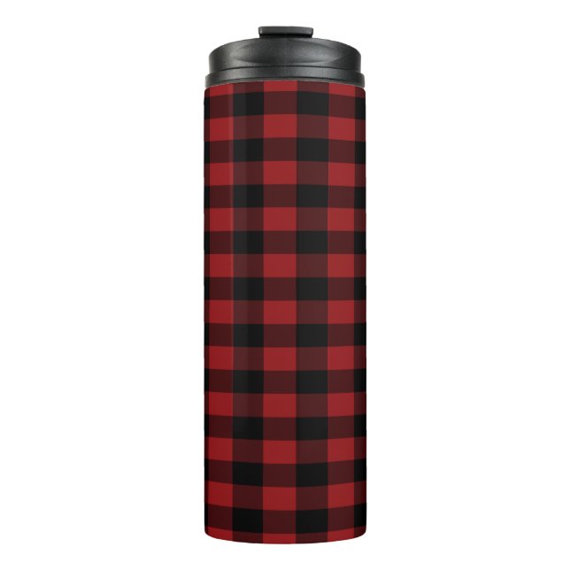 Garrafa Térmica Copo Térmico Xadrez Vermelho (Frente)