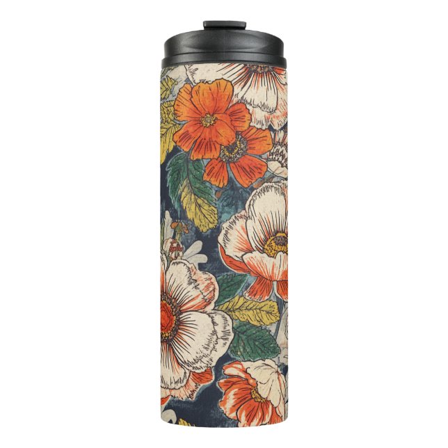 Garrafa Térmica Copos Térmicos com Padrão Floral (Frente)