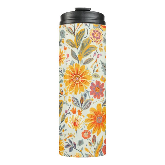 Garrafa Térmica Copos Térmicos com Padrão Floral (Frente)