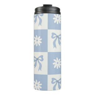 Garrafa Térmica Coquette Azul Xadrez Arco e Floral Coordenados