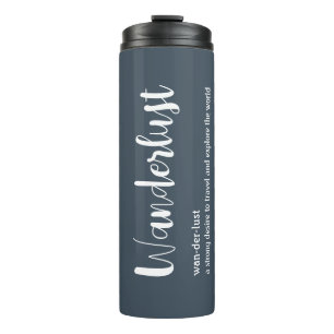 Garrafa Térmica Cor azul da cinza branca definição de Wanderlust