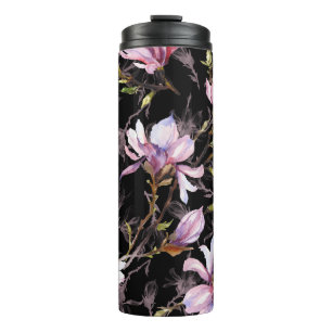 Garrafa Térmica Cor da Água Magnolia Rosa Preto