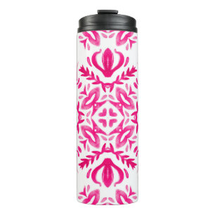 Garrafa Térmica Cor d'água rosa: design de azulejo geométrico.
