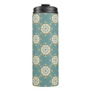 Garrafa Térmica Cor damasco com elementos abstrato